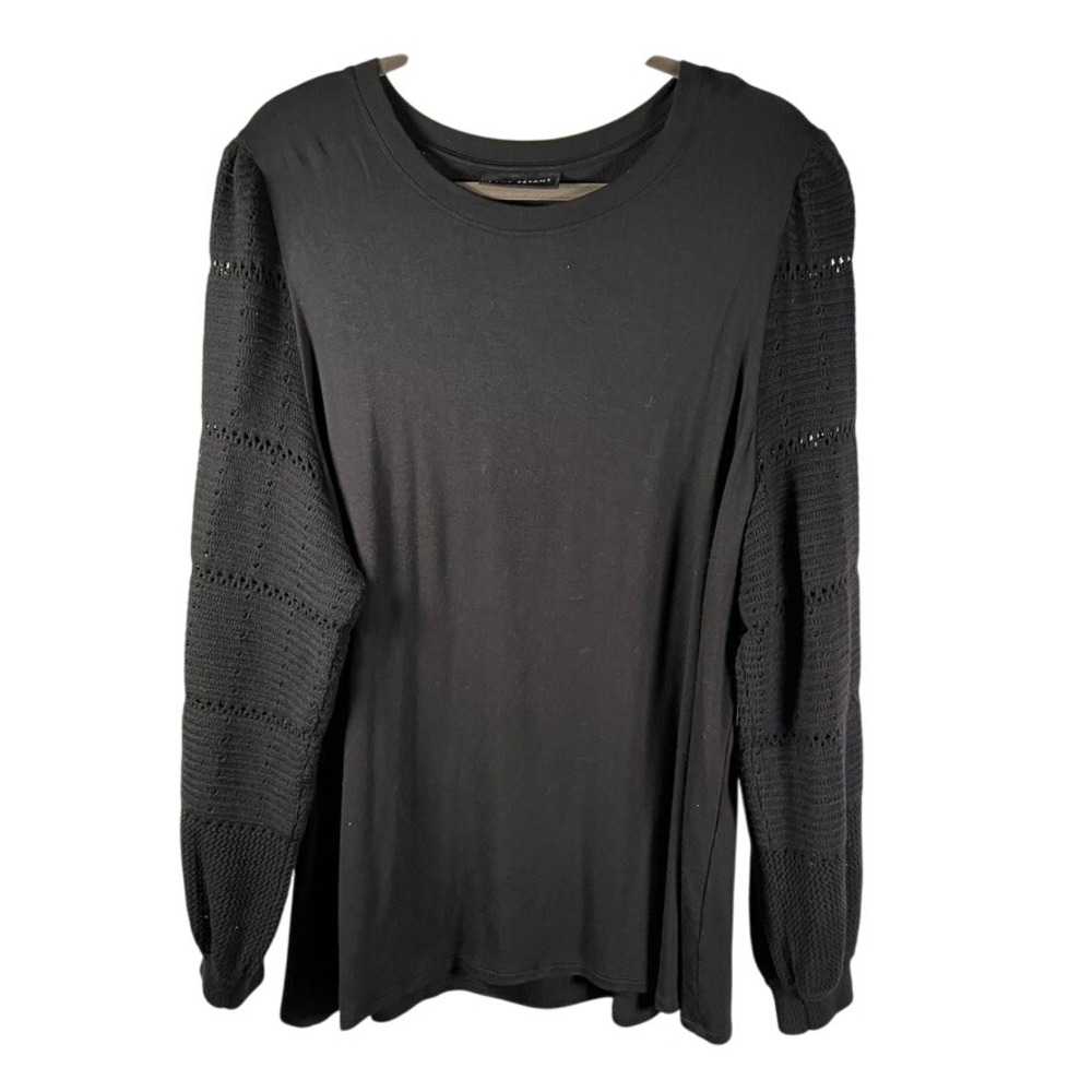 Lane Bryant 22/24 Black Long Sleeve Knit Sleeve‎ Top Plus Size Women's